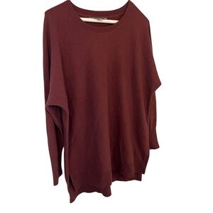 Athleta Wool Cashmere Blend Sweater Oversized Long Tunic Red Maroon Large